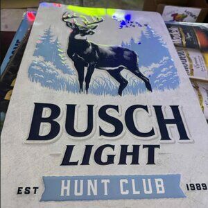 Rare Busch Light Hunt Club Metal Sign: Deer Hunting Decor